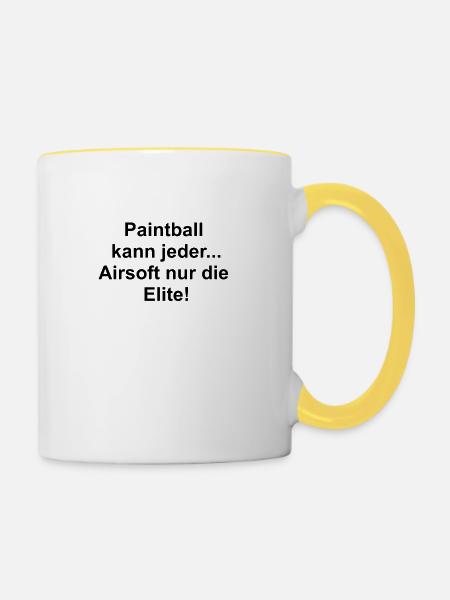Paintball kann jeder - Tasse zweifarbig - Weiß/Gelb