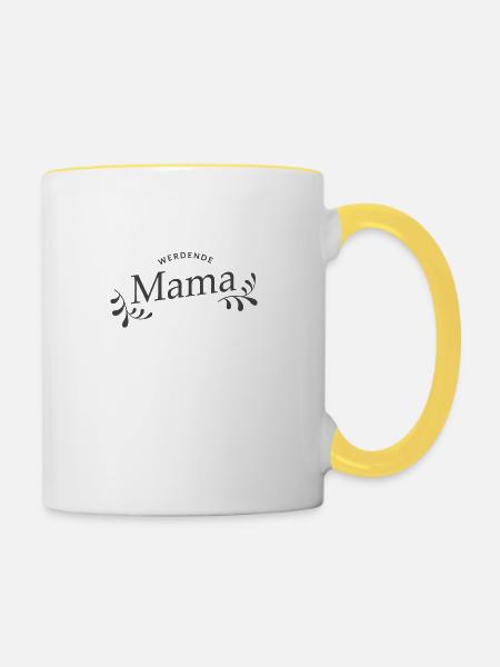 Werdende Mama - Tasse zweifarbig - Weiß/Gelb