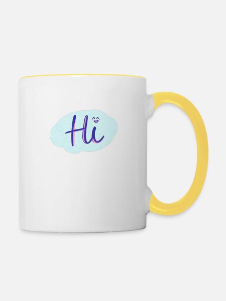 Hi - Tasse zweifarbig - Weiß/Gelb