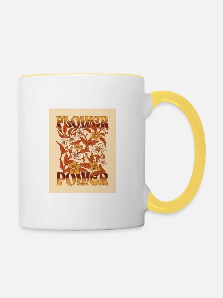 FLOWER POWER - Tasse zweifarbig - Weiß/Gelb
