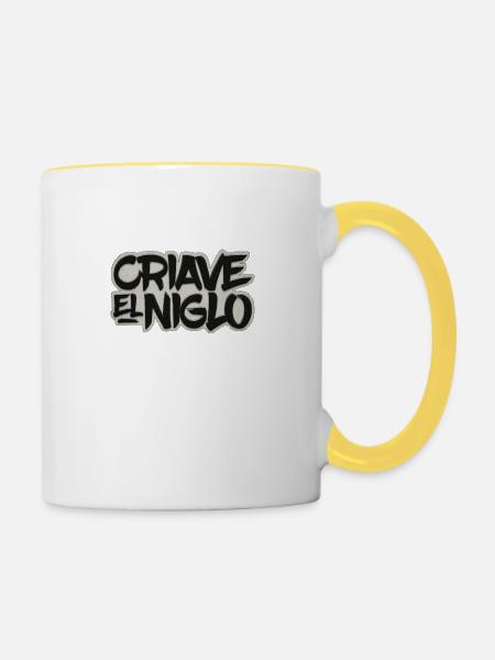 Nähen - Tasse zweifarbig - Weiß/Gelb