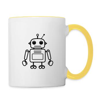 Roboter - Tasse zweifarbig - Weiß/Gelb - Rechts