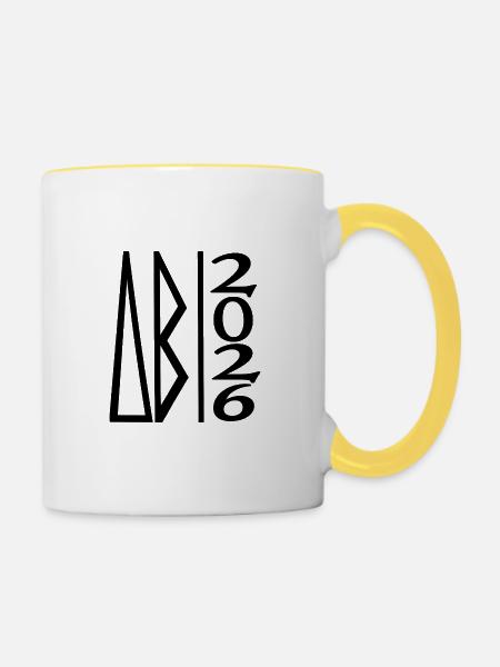 ABI 2026 Klassisch Modern - Tasse zweifarbig - Weiß/Gelb