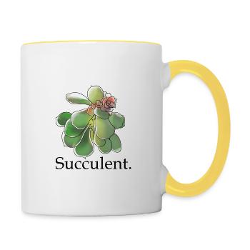 Succulente Fleur Aquarelle - Mug contrasté - blanc/jaune - Droite