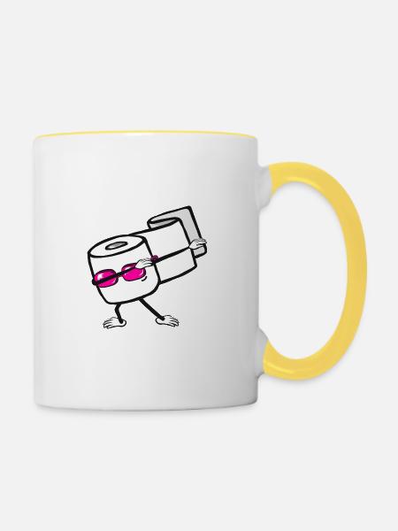 Toilettenpapier Dabbing Geschenk - Tasse zweifarbig - Weiß/Gelb