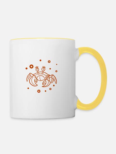 Krebs - Tasse zweifarbig - Weiß/Gelb