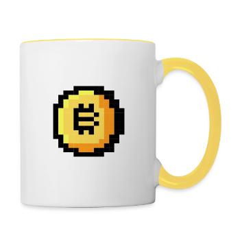 Pixel Bitcoin - Mug contrasté - blanc/jaune - Droite