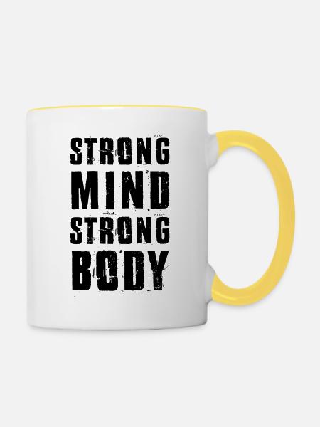 fitness mind - Tasse zweifarbig - Weiß/Gelb