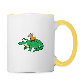 capybara - Tasse zweifarbig - Weiß/Gelb - Rechts