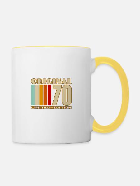 Originale 70er Limited Edition - Tasse zweifarbig - Weiß/Gelb