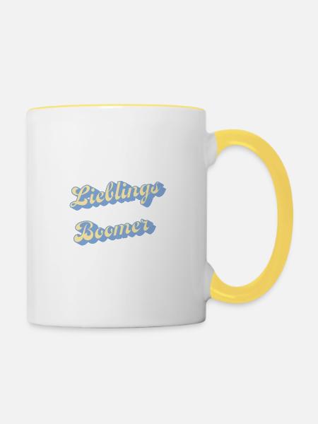 Lieblings Boomer Retro Script - Tasse zweifarbig - Weiß/Gelb