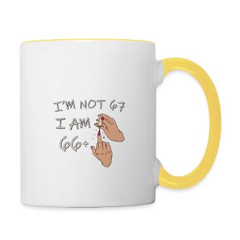 Im Not 67, I Am 66 Plus 1 Middle Finger, 67th - Contrasting Mug - white/yellow - Right
