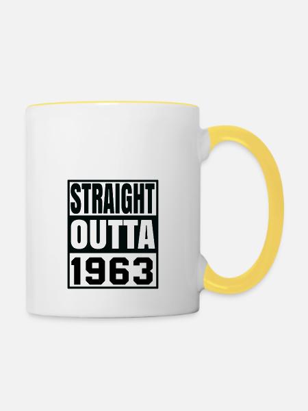 Straight Outta 1963 - Tasse zweifarbig - Weiß/Gelb