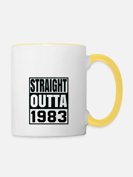 Straight Outta 1983 - Tasse zweifarbig - Weiß/Gelb