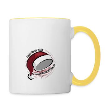 chapeau de père Noël - Mug contrasté - blanc/jaune - Droite