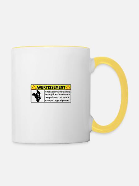 Warnung - Tasse zweifarbig - Weiß/Gelb