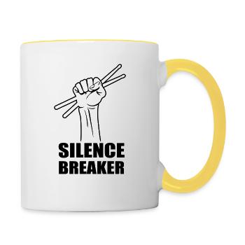 Batterie, Tambour, Musique, Instrument - Mug contrasté - blanc/jaune - Droite