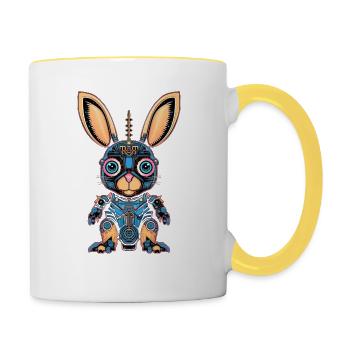 Brown Classic Cartoon Pet Pâques pour homme - Mug contrasté - blanc/jaune - Droite