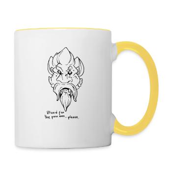 Bettelnder Vampir - Tasse zweifarbig - Weiß/Gelb - Rechts