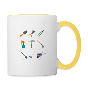 Outils d’entraînement de jardinage amusants - Mug contrasté - blanc/jaune - Droite