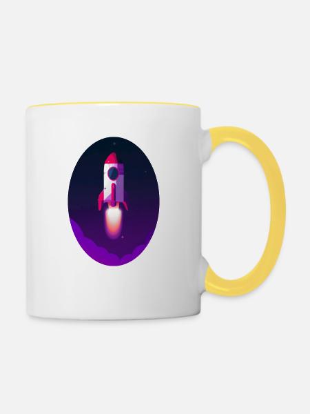 Space rocket - Tasse zweifarbig - Weiß/Gelb