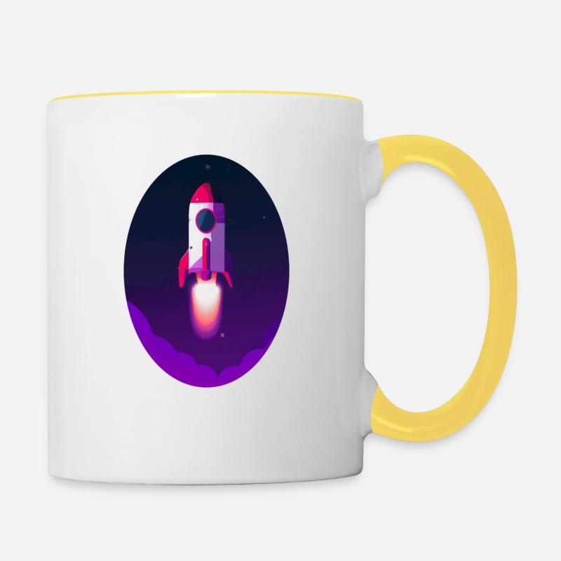 Fusée spatiale - Mug contrasté - blanc/jaune