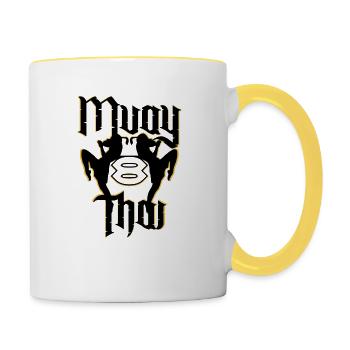 Muay Thai Thai Boxing Kickboxing - Contrasting Mug - white/yellow - Right