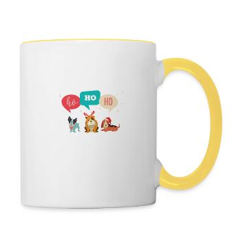 christmas dog team - Mug contrasté - blanc/jaune - Droite