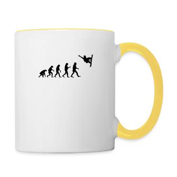 Evolution Snowboard Freeride Freestyle Beef Grab - Tasse zweifarbig - Weiß/Gelb - Rechts