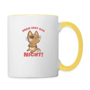 Süße Katze witziger Spruch Geschenk - Tasse zweifarbig - Weiß/Gelb - Rechts