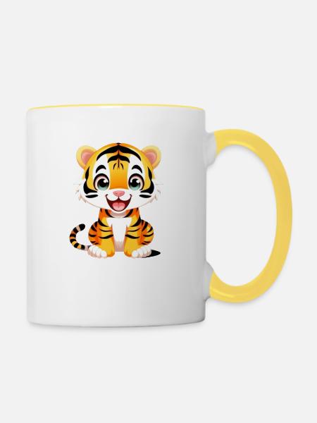 Tiger - Tasse zweifarbig - Weiß/Gelb