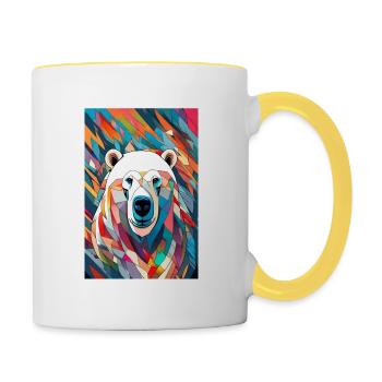 Eisbär Polarbär Bunt - Tasse zweifarbig - Weiß/Gelb - Rechts