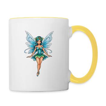 Fairy Fantasy Illustration - Contrasting Mug - white/yellow - Right