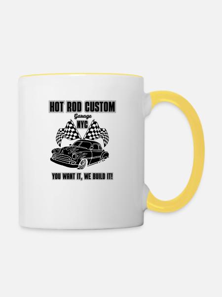 Hot Rod Custom - Tasse zweifarbig - Weiß/Gelb