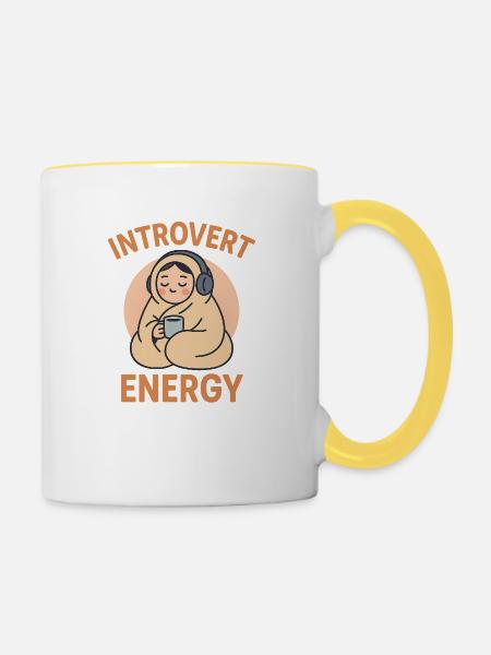 Introvert Energy - Tasse zweifarbig - Weiß/Gelb