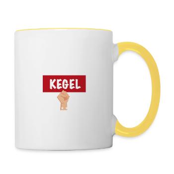 Niemals ohne mein Kegel Team - Tasse zweifarbig - Weiß/Gelb - Rechts