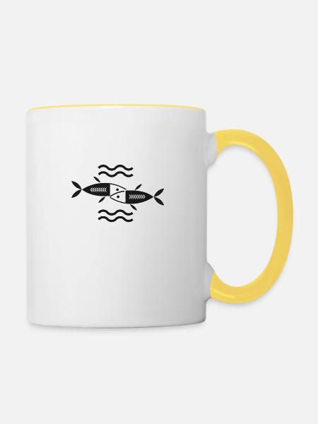 Sternzeichen Fische - Tasse zweifarbig - Weiß/Gelb