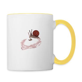 Dumme Schnecke Geschenk - Tasse zweifarbig - Weiß/Gelb - Rechts