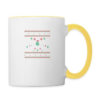 Laid DINOS Noël DINOSAURE T-REX SCHNEE - Mug contrasté - blanc/jaune - Droite