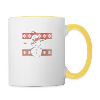 Dabbing Snowman Ugly Shirt - Tasse zweifarbig - Weiß/Gelb - Rechts