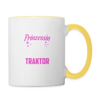 Landwirtschaft diese Prinzessin kommt mit Traktor - Tasse zweifarbig - Weiß/Gelb - Rechts