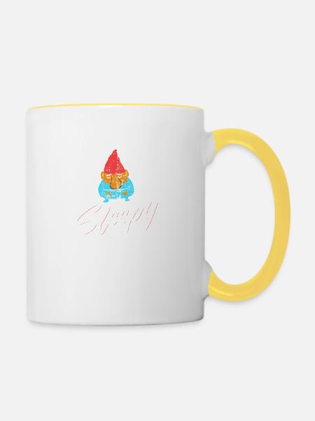 Sleepy Dwarf Distressed - Tasse zweifarbig - Weiß/Gelb