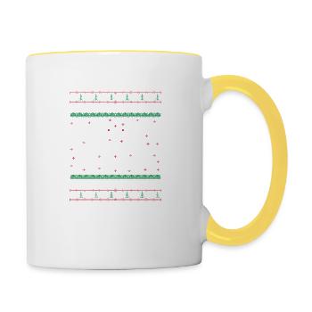 Rendeer Ugly Christmas Sweater Geschenk - Tasse zweifarbig - Weiß/Gelb - Rechts