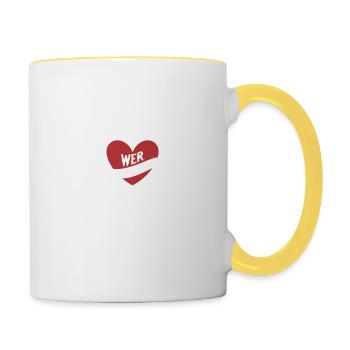 Glück ist Liebe - Tasse zweifarbig - Weiß/Gelb - Rechts