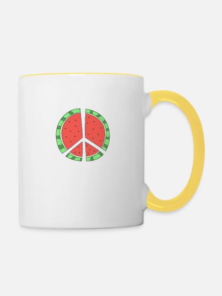 Sandia Frieden - Tasse zweifarbig - Weiß/Gelb