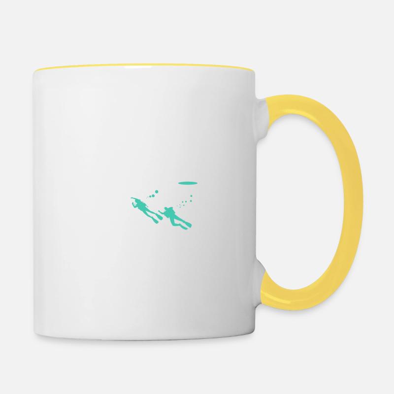Evolution Taucher taucher geschenk wassersport - Tasse zweifarbig - Weiß/Gelb