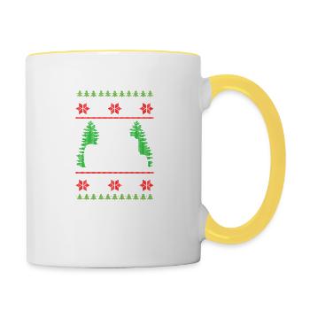 tracteur fermier noël vilain - Mug contrasté - blanc/jaune - Droite