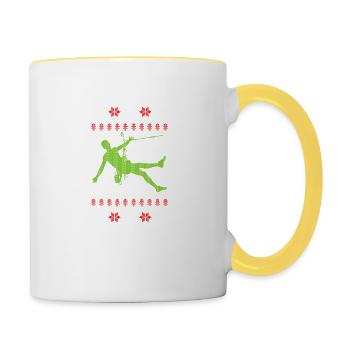 Klettern Bouldern Ugly Christmas Geschenk - Tasse zweifarbig - Weiß/Gelb - Rechts