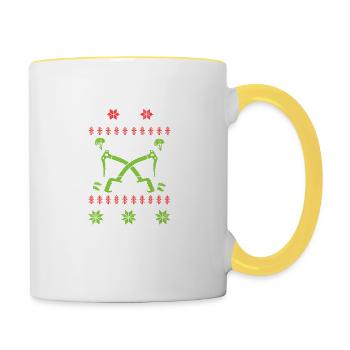 Klettern Bouldern Ugly Christmas - Tasse zweifarbig - Weiß/Gelb - Rechts