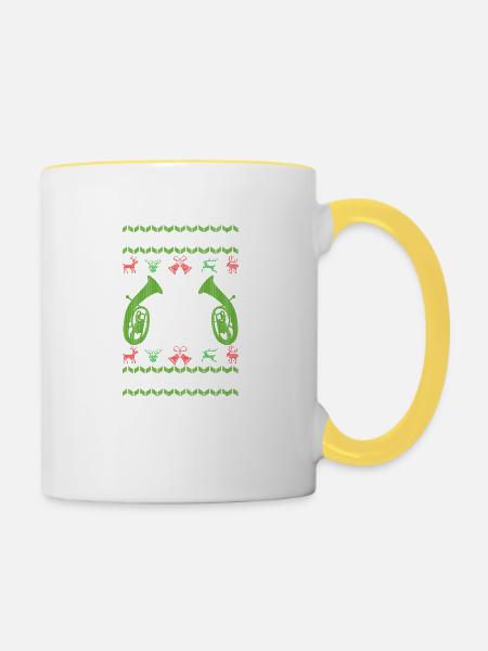music bariton ugly christmas - Tasse zweifarbig - Weiß/Gelb